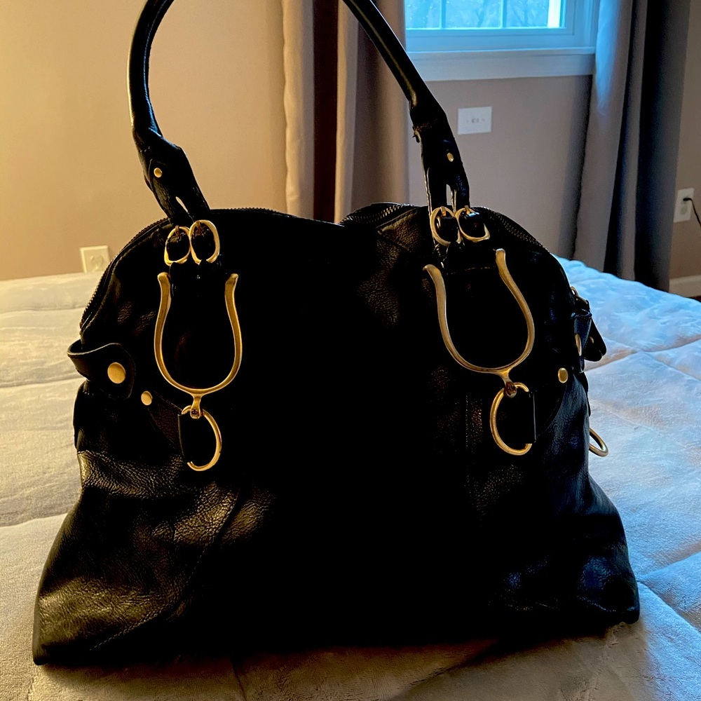 Juicy Couture Equestrian Bowler Black Leather Bag